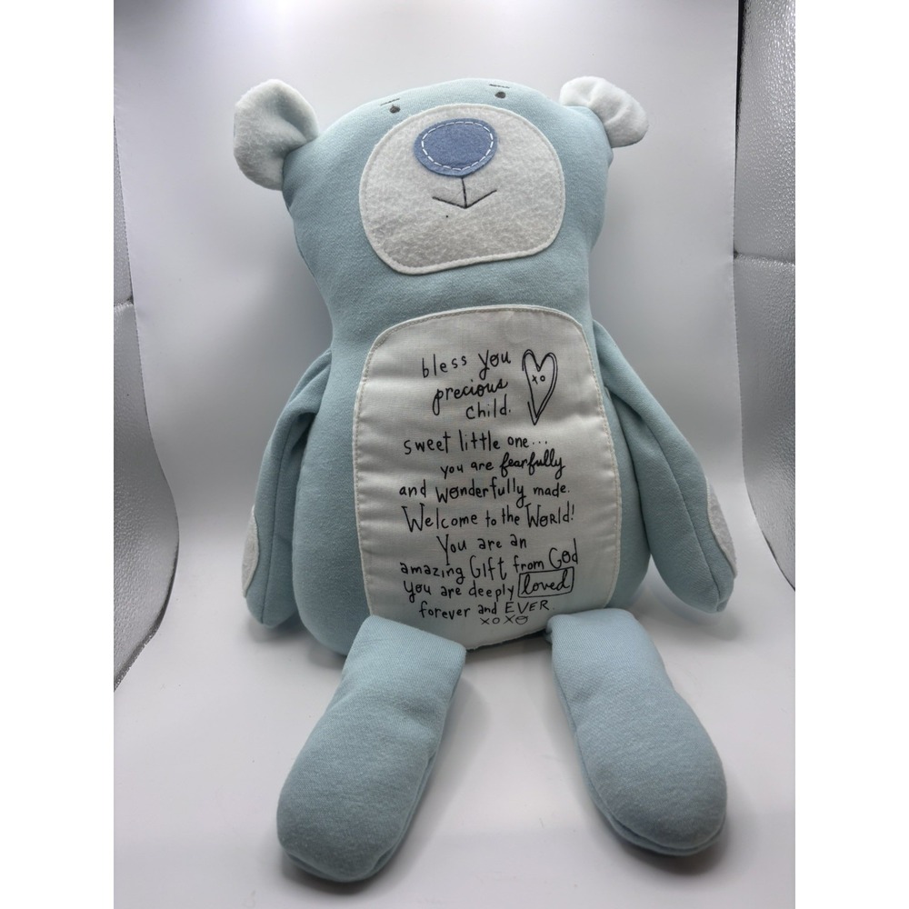DEMDACO Precious‎ Child New Baby Shower Gift Blue Bear Plush Stuff Loved Welcome